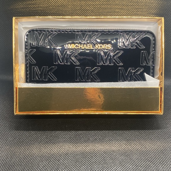 🖤MICHAEL KORS🖤Black Noir Jet Set Small Zip Around Card Case In Gift Box/NWT - Picture 6 of 9